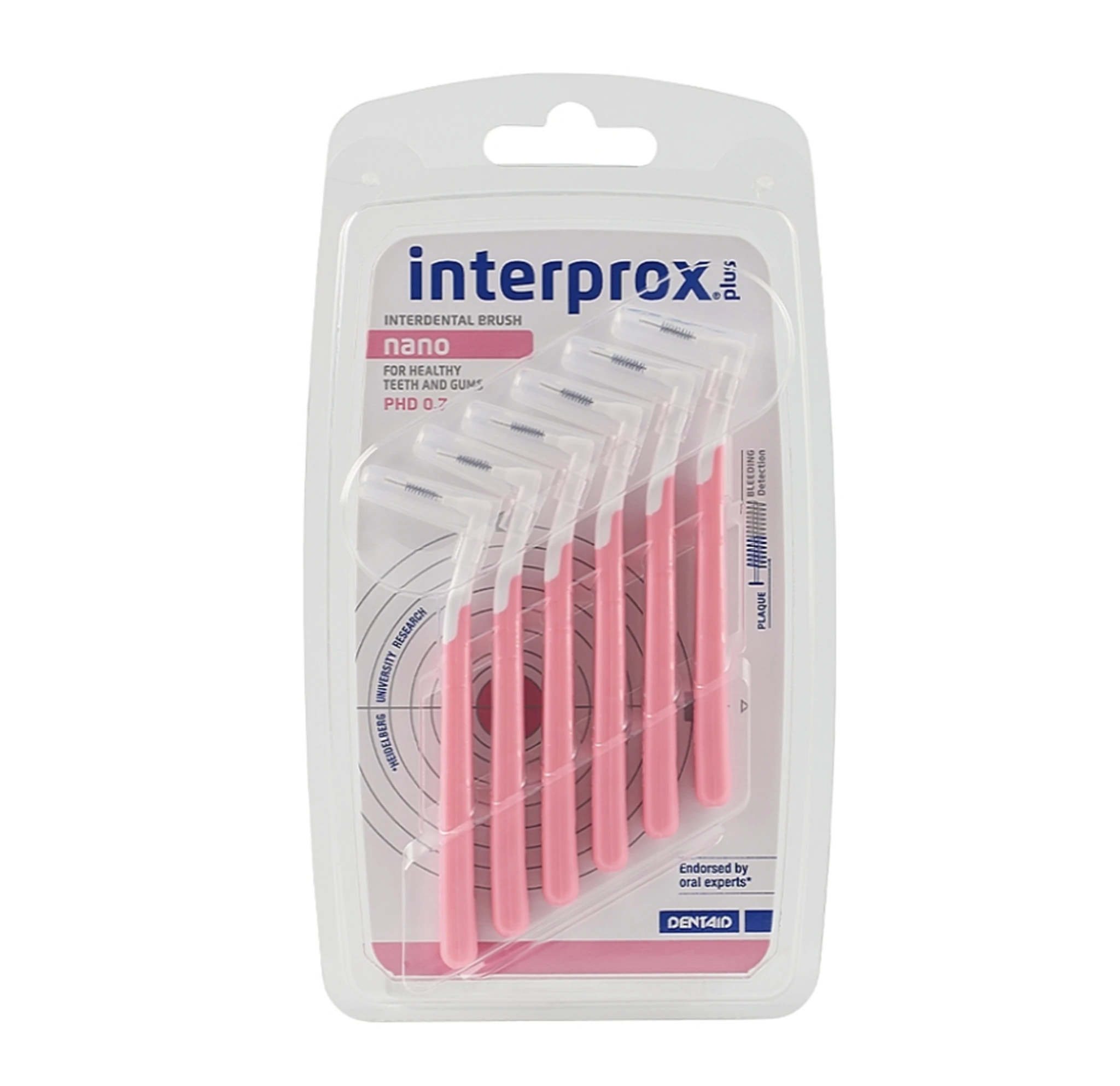 Міжзубні щітки Dentaid Interprox Plus Super Micro на ручці, 0.7 мм 6 шт (рожеві) (000103)