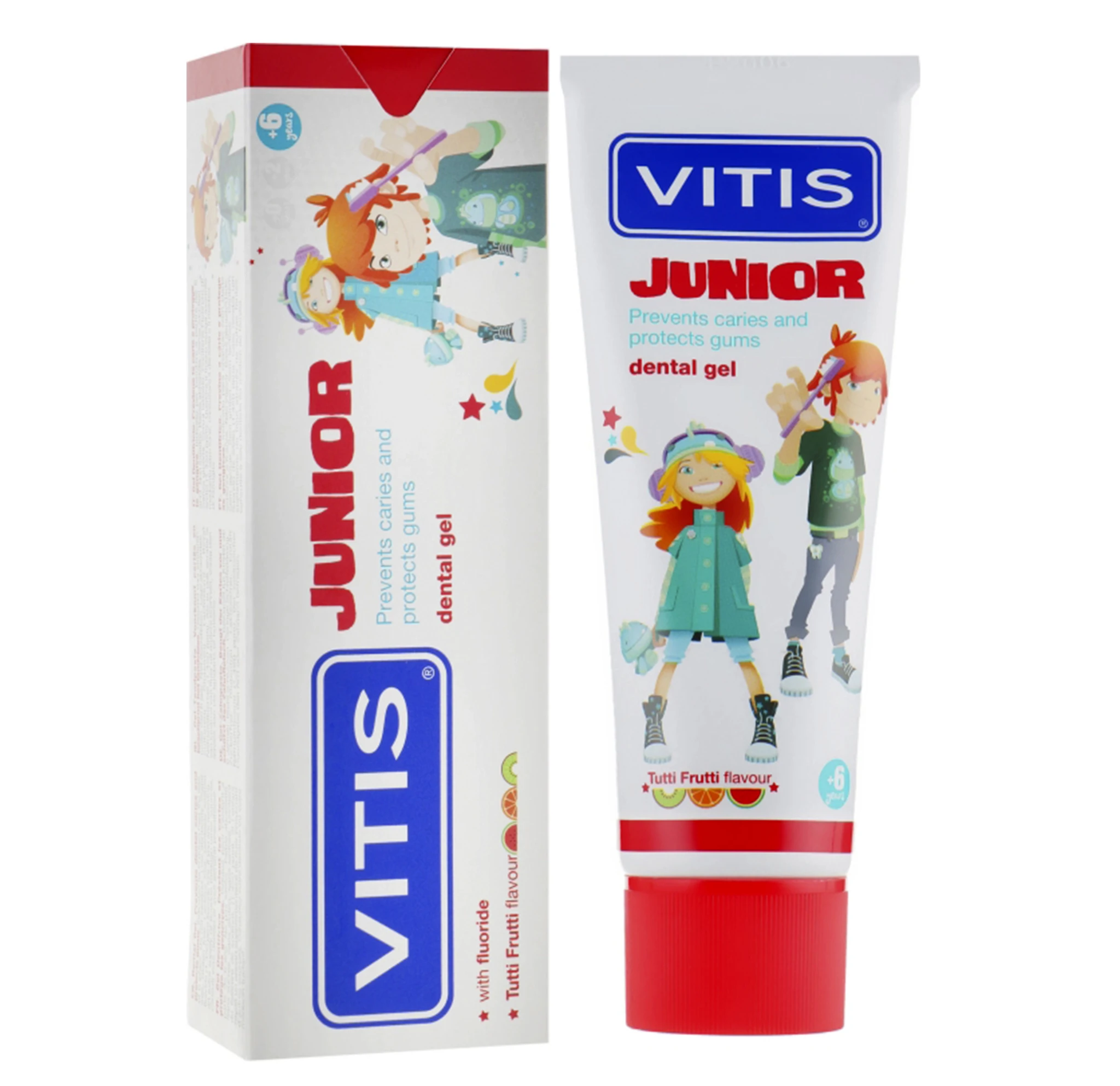 Дитяча зубна паста 6+ років VITIS Junior смак тутті-фрутті, 75мл