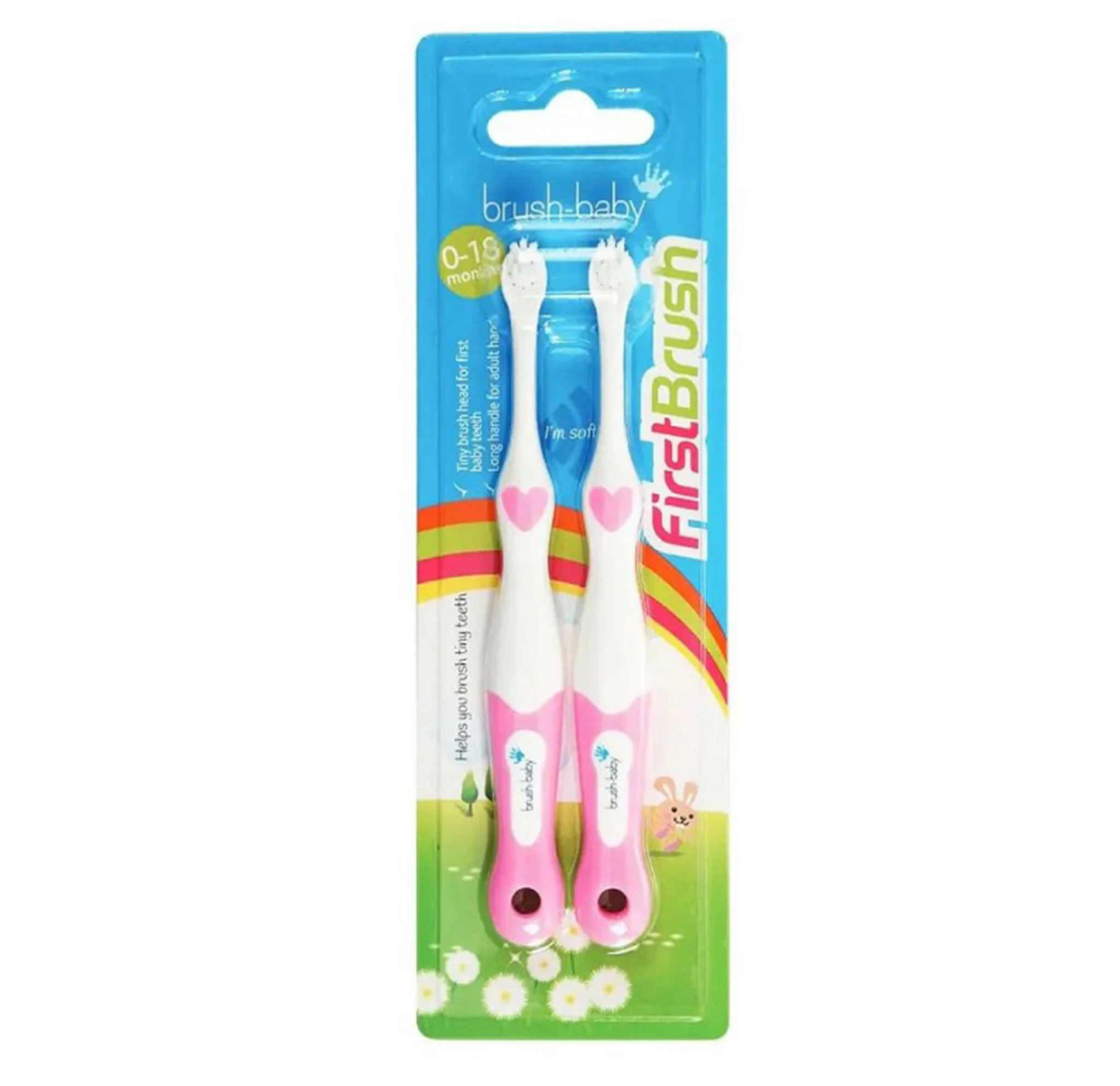 Зубні щітки дитячі 0-18 міс Brush-Baby First Brush Double Pack Pink (0017)